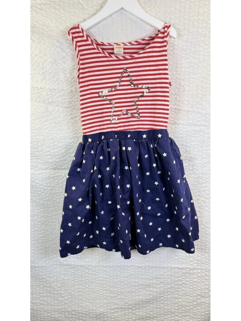 Gymboree Girls Red White Blue 4 Of July Cotton Lined Dress Sequin Stars Size 10